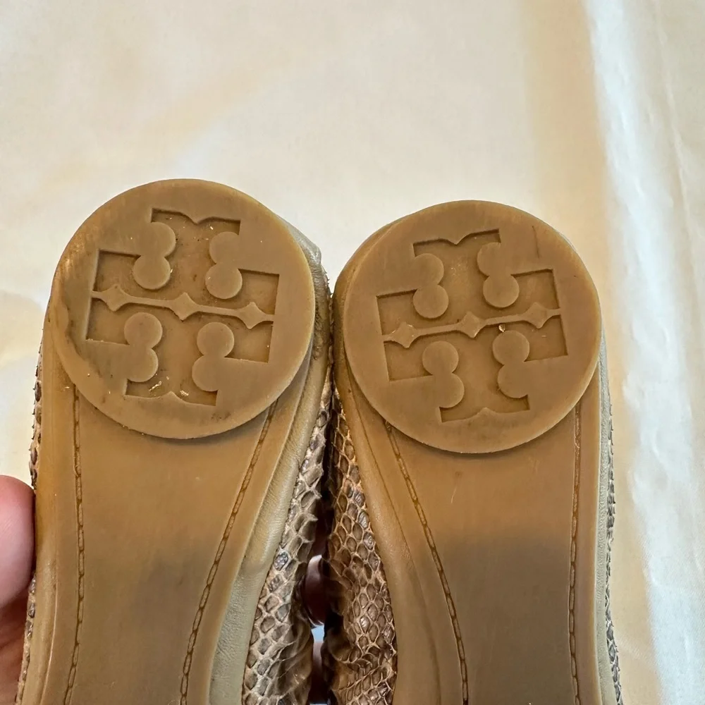 Tory Burch Kids Tan Snake Print Ballet Flats Size 5M K11